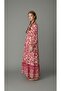 Ethnic Patterned Maxi Dress Long Balloon Sleeves Gathered Fuchsia Ecru Layered Loose Viscose Dress - 6