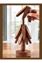 Acacia Wood Shaped Bamboo Coaster with 4 Coasters Practical Folding Bamboo Coaster