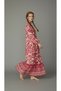 Ethnic Patterned Maxi Dress Long Balloon Sleeves Gathered Fuchsia Ecru Layered Loose Viscose Dress - 4