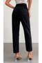 Full Black, Regular Waist, Stylish Women's Trousers with Stones on the Front. - 5