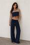 Match Detailed Striped Suit Navy Blue