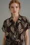 Leaf Patterned Shirt Dress Short Sleeve Belted Coffee Leopard Floor Midi Summer Dress - 2