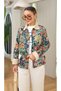 Velvet Collar Jacquard Mix Pattern Women's Jacket - 2