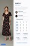 Rose Patterned Midi Dress Heart Collar Balloon Sleeve Slit Black Polka Dot Summer Dress - 8
