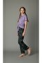 Combed Cotton Pajama Set with Front Buttoned Tie Detail, Lilac Shirt Top and Floral Patterned Khaki Bottom - 4