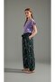 Combed Cotton Pajama Set Ruffle Sleeves V-Neck Lilac Top Floral Patterned Khaki Loose Trousers - 6