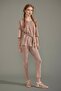 Combed Cotton Sports Set Stone Embroidered V-Neck Belted Earth Pink Tunic Top Patterned Trousers