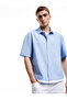 Short Sleeve Regular Fit Classic Collar Fabric Detailed Striped Shirt - 2