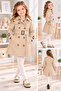 Girl's Trench Coat with Belt, Buttons, Stylish Pockets, Seasonal Coat
