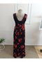 Women's strappy, crossover neck, wide cut, detailed slit, long supreme dress - 7