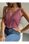 Women's v-neck floral lace detail sandy blouse - 2