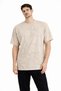 Men's Acid Wash Crew Neck Short Sleeve Oversized T-Shirt Tee - Beige - 3