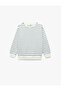 Long Sleeve Crew Neck Striped Sweatshirt - 5