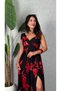 Women's strappy, crossover neck, wide cut, detailed slit, long supreme dress - 4