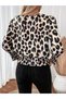 Women's Long Sleeve Crew Neck Leopard Print Modal Blouse - 3