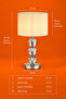 2 Pcs Glass Body Chrome Legs Fabric Head Decorative Table Night Lamp - 3