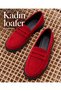 Women's Red Loafer Shoes Suede Classic Daily Stylish Comfort Casual Shoes