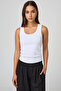 Women's Wide Strap Ribbed Knit Corded Fabric White Tank Top – Novelle