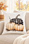 Double Sided Printed Velvet Texture Autumn and Pumpkin Patterned 4-Piece Throw Pillow Set - 8