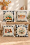 Double Sided Printed Velvet Texture Autumn and Pumpkin Patterned 4-Piece Throw Pillow Set - 2