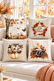 Double Sided Printed Velvet Texture Autumn and Pumpkin Patterned 4-Piece Throw Pillow Set - 3