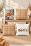Double Sided Printed Velvet Texture Autumn and Pumpkin Patterned 4-Piece Throw Pillow Set