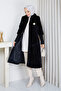 Women's Ribbed Sleeve Detailed Brooched Fox Coat Cap