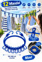Elastic Clothes Apparatus Lanyard with 12 Pegs 185-380 cm Length Practical Clothes Hanging Lanyard