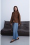 Women's Tan Suede Jacket with Lace Detail - 3