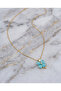 Elvora Blue Opal Stone Flower Steel Necklace - 2