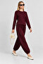Beli Shawl Modal Blouse Pants Set Lby0073 Mürdüm - 2