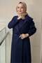 Double-Breasted Collar, One-Side Pleated Evening Dress - 3
