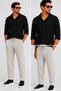 Men's Ottoman Fabric Shirt Pants Bottom Top Set