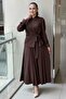 Shirt with Belt Accessories and Ribbed Skirt Set