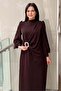 Evening Dress with Stone Buckle Accessories - 3