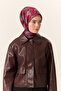 Thin Cotton Soft Scarf Strawberry Red-Grey Patterned Non-Slip Textured Tok Duruşlu 90X90