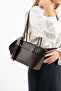 Women's Shoulder Bag with Brown Belt and Scarf Detail - 2