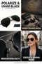 Polarized Black Aviator Sunglasses Uv400 Protection Men Women Classic Black Pilot Glasses Retractable 57mm 718306 - 3