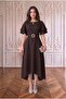Belted Layered Sleeved Midi Dress Combination - 2