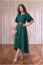 Belted Layered Sleeved Midi Dress Combination - 3