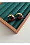 Burgundy and Gold Color Detail Ring Plate Earrings - 3