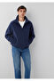 High Collar Navy Blue Velvet Coat 0110369-70487 - 2