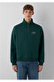 M0S10208 Logo Printed Semi-Zipper Men's Sweatshirt Green - 3