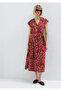 Printed Red Midi Dress 1310839-91609 - 2