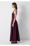 Square Neck Burgundy Long Dress 1310479-70434 - 4