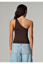 One-Shoulder Brown T-Shirt Fitted / Bodycon Cut 1614385-70236 - 5
