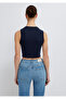 Navy Blue Crop Athlete Crop / Short Cut 1613982-70497 - 6