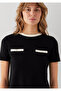 Black T-Shirt with Piping Detail Regular Fit / Normal Cut 1614111-900 - 7