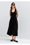 Linen Blend Black Long Dress 1310895-900 - 2