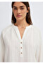 Stripe Embroidered Textured Ecru Blouse 1211440-70057 - 6